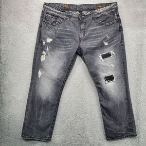 Rivet De Cru Mae Jeans Mens 48x34 Relaxed Straight Distressed Flap Pocket